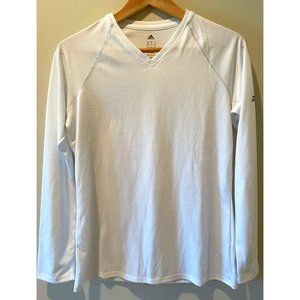 Adidas White Women'a Long Sleeve "Climalite"  Running Shirt  Size Small